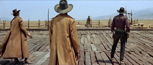 Charles Bronson, Jack Elam, Al Mulock, and Woody Strode in Once Upon a Time in the West (1968)