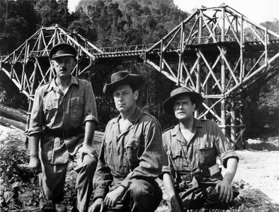 Alec Guinness, William Holden, and Jack Hawkins in The Bridge on the River Kwai (1957)