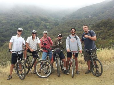 mountain bike riding with friends in malibu