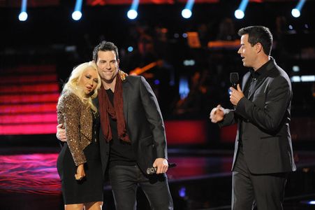 Christina Aguilera, Carson Daly, and Chris Mann in The Voice (2011)