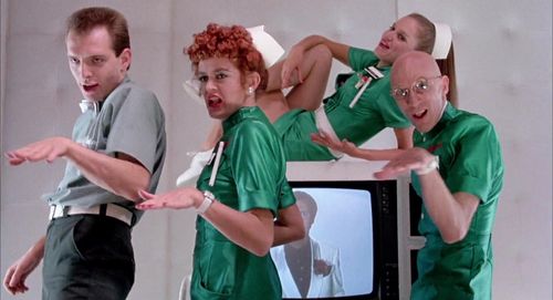 Nell Campbell, Rik Mayall, Richard O'Brien, and Patricia Quinn in Shock Treatment (1981)