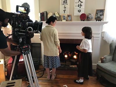 Tiana Gowen and Miho Ando on the set of They Only See Our Faces