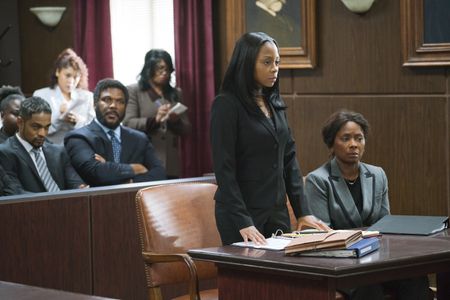 Crystal Fox, Tyler Perry, Bresha Webb, and Donovan Christie Jr. in A Fall from Grace (2020)
