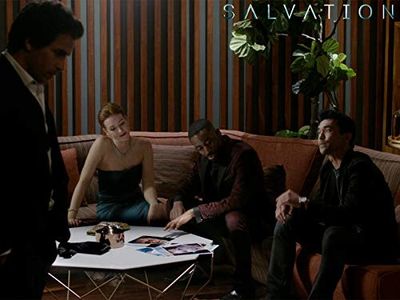 Jennifer Finnigan, Ashley Thomas, Santiago Cabrera, and Ian Anthony Dale in Salvation (2017)