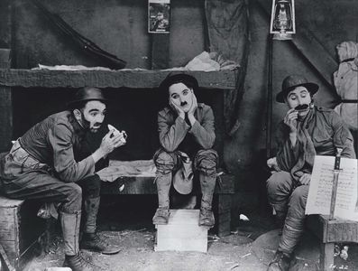 Charles Chaplin, Henry Bergman, and Syd Chaplin in Shoulder Arms (1918)