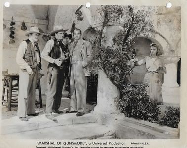 George Chesebro, Jennifer Holt, Ethan Laidlaw, Bud Osborne, and Harry Woods in Marshal of Gunsmoke (1944)