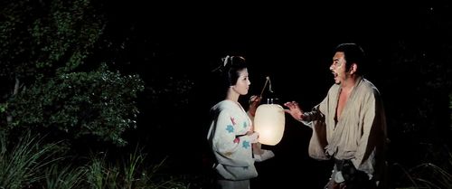 Shintarô Katsu and Reiko Ôhara in Zatoichi Goes to the Fire Festival (1970)
