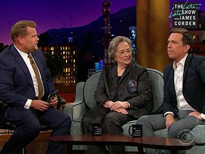 Kathy Bates, James Corden, and Ed Helms in The Late Late Show with James Corden (2015)