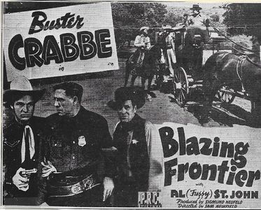 George Chesebro, Buster Crabbe, Art Dillard, Frank Hagney, I. Stanford Jolley, and Al St. John in Blazing Frontier (1943