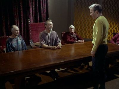 William Shatner, John Abbott, Peter Brocco, and David Hillary Hughes in Star Trek (1966)
