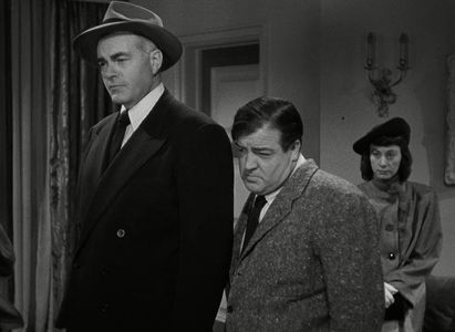 Lou Costello, James Flavin, and Victoria Horne in Bud Abbott Lou Costello Meet the Killer Boris Karloff (1949)