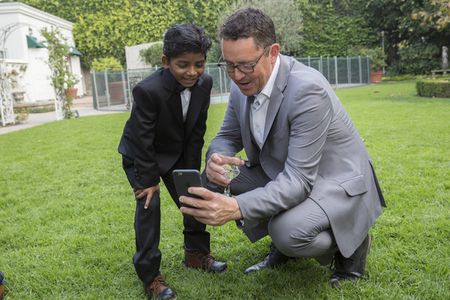 greig fraser and sunny pawar at the british consulate 'LION' party, 2017