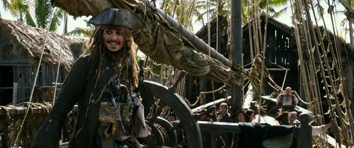 Johnny Depp, Martin Klebba, Kevin McNally, Kaya Scodelario, and Brenton Thwaites in Pirates of the Caribbean: Dead Men T