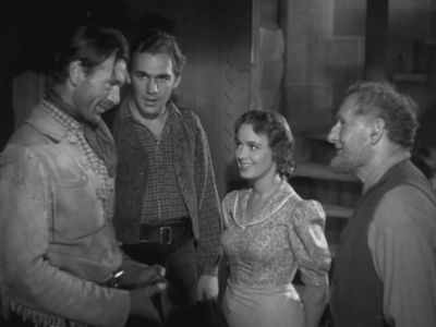 Gary Cooper, Doris Davenport, Fred Stone, and Forrest Tucker in The Westerner (1940)