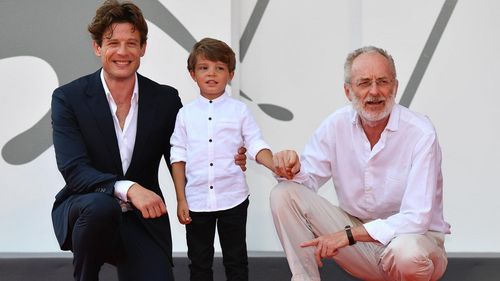 Uberto Pasolini, Daniel Lamont, and James Norton at an event for Nowhere Special (2020)