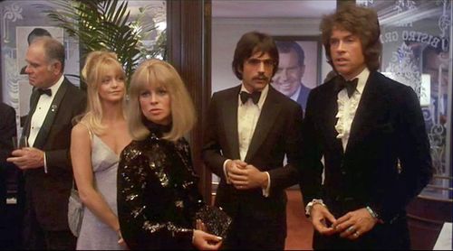 Goldie Hawn, Warren Beatty, Julie Christie, Tony Bill, and Richard Nixon in Shampoo (1975)
