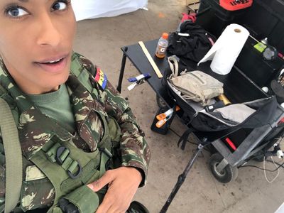 Marisol Correa as a Soldado on the set of The Suicide Squad.