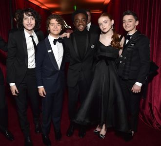 Caleb McLaughlin, Sadie Sink, Finn Wolfhard, Noah Schnapp, and Gaten Matarazzo at an event for 75th Golden Globe Awards 