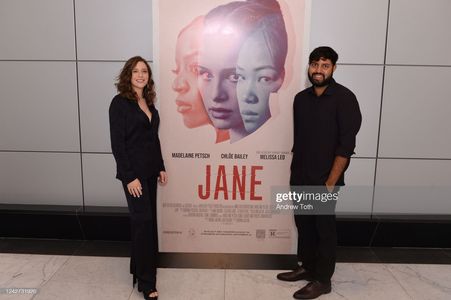 LOS ANGELES, CALIFORNIA - AUGUST 25: Sabrina Jaglom and Rishi Rajani attend the JANE Film screening and panel at Ray Kur