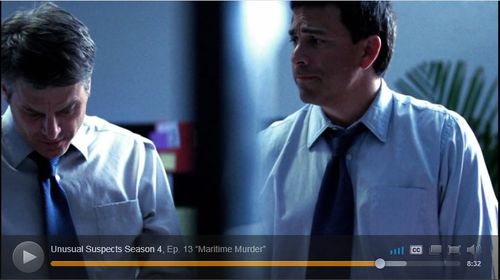 Screen captures of John Prudhont as NCIS Special Agent Tom Assimos and Jon Bridell as NCIS Special Agent Dave Early in S