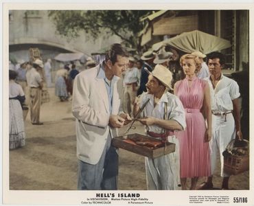 Robert Cabal, Mary Murphy, John Payne, and Paul Picerni in Hell's Island (1955)