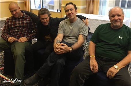Nicolas Cage, Willem Dafoe, Paul Schrader, and Christopher Matthew Cook in Dog Eat Dog (2016)