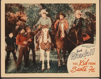 Buzz Barton, George Chesebro, Steve Clark, Carl Mathews, Tex Palmer, Jack Randall, and Rusty the Horse in The Kid from S