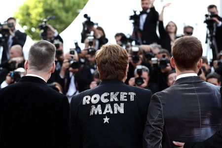 Elton John, David Furnish, and Taron Egerton at an event for Rocketman (2019)