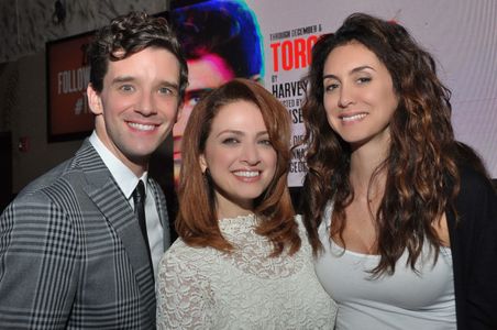 Michael Urie, Roxanna Hope Radja and Mozhan Marnò attend the after party for the Second Stage Theatre Company production