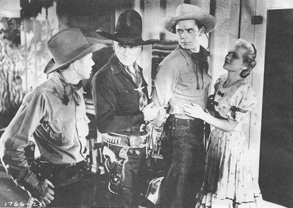 Buzz Barton, William Boyd, Russell Hayden, and Ruth Rogers in Silver on the Sage (1939)