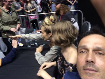 Paul Winchester with director Shane Abbess, Isabel Lucas & Teagan Croft doing signings at Supanova 2017