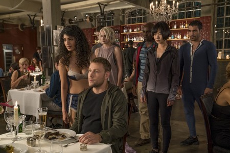 Bae Doona, Max Riemelt, Brian J. Smith, Miguel Ángel Silvestre, Tuppence Middleton, Tina Desai, and Toby Onwumere in Sen