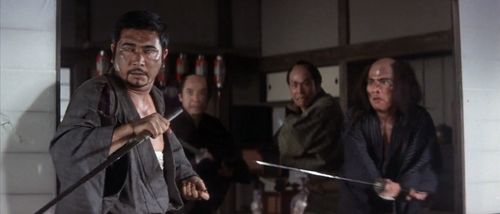 Shintarô Katsu, Jôtarô Senba, and Kenzô Tabu in Zatoichi Challenged (1967)