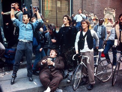 Kevin Bacon, Louie Anderson, and Paul Rodriguez in Quicksilver (1986)