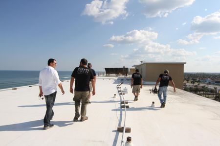 Rooftop on the set of Insurance Wars