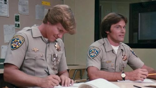 Caitlyn Jenner and Larry Wilcox in CHiPs (1977)