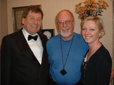 Director Mervyn Cumming, reunited with actors Ian Cullen and Fionnuala Ellwood, during production of 'Murder by Appointm