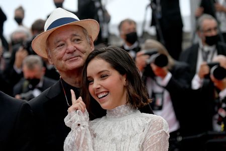 Bill Murray and Lyna Khoudri at an event for The French Dispatch (2021)