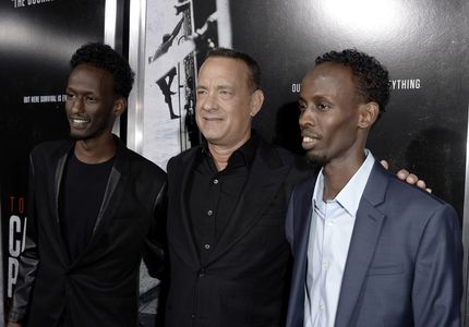 Tom Hanks, Barkhad Abdi, and Mahat M. Ali at an event for Captain Phillips (2013)