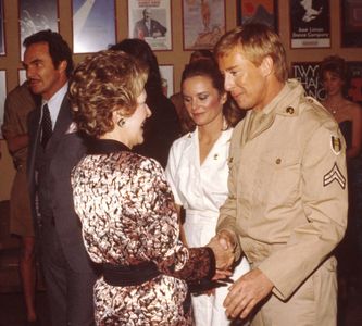Curt May, Burt Reynolds. the wonderful Heather Menzies, along with First Lady Nancy Reagan backstage at Kennedy Center, 
