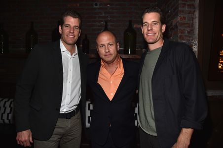 Mike Judge, Tyler Winklevoss, and Cameron Winklevoss at an event for Silicon Valley (2014)
