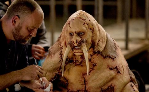Final touches on Justin Long in the Kevin Smith movie TUSK