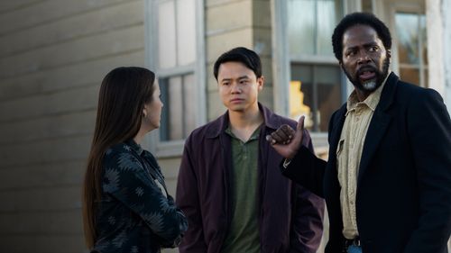 Harold Perrineau, Hannah Cheramy, and Ricky He in From: Ball of Magic Fire (2023)