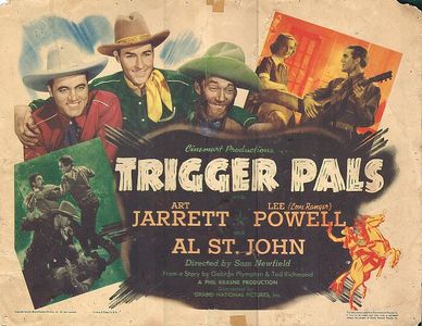 Ted Adams, Stanley Blystone, Dorothy Fay, Arthur Jarrett, Lee Powell, and Al St. John in Trigger Pals (1939)