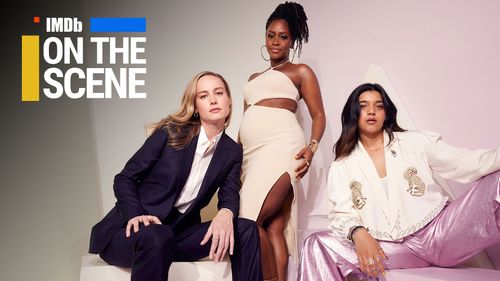 Brie Larson, Iman Vellani, and Teyonah Parris in IMDb on the Scene: What Brie Larson and Teyonah Parris Learned From Ima