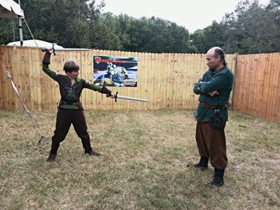 Working with Michael Campion (Jackson Fuller from Fuller House)on some sword skills, Michael and his family dropped by t