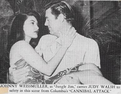 Judy Walsh and Johnny Weissmuller in Cannibal Attack (1954)