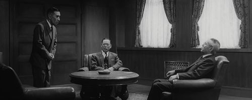 Masayuki Mori, Kô Nishimura, and Takashi Shimura in The Bad Sleep Well (1960)