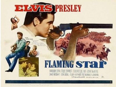Elvis Presley, Barbara Eden, Steve Forrest, and Dolores del Rio in Flaming Star (1960)