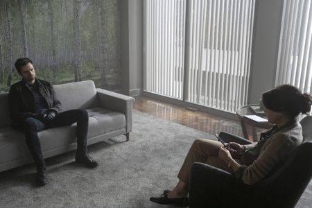 Amy Aquino and Sebastian Stan in The Falcon and the Winter Soldier (2021)
